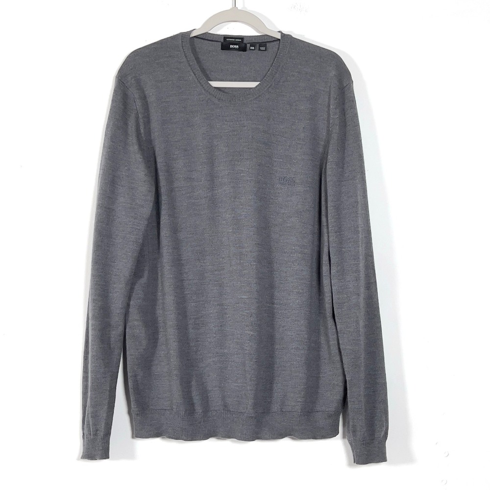 Hugo Boss Extra Fine Merino Wool Crewneck Pullover Sweater Mens Sz XXL Gray